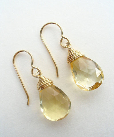 Citrine Dangle Gemstone 14K Gold Filled Earrings – Sterling Plum