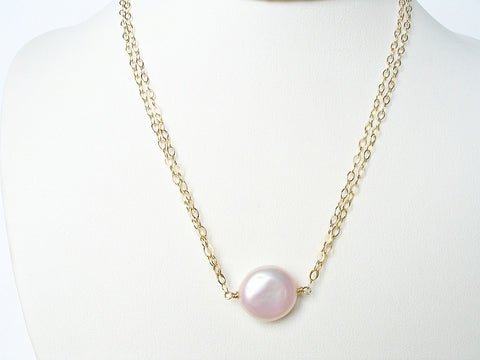 Freshwater Coin Pearl Necklace 14K Gold Filled – Sterling Plum