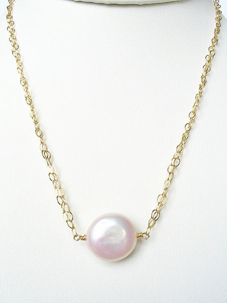 Freshwater Coin Pearl Necklace 14K Gold Filled – Sterling Plum
