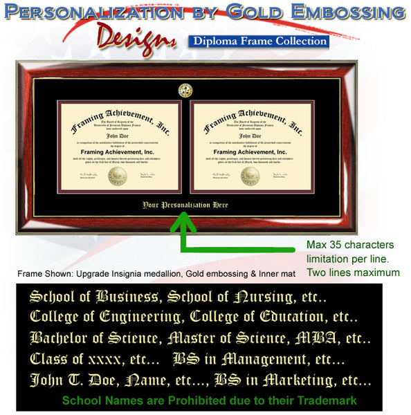 Embossed Double Degree College Frame University Plaque