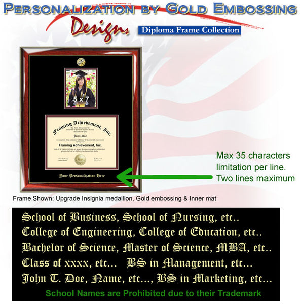University Embossed Diploma Frame with Graduate Picture