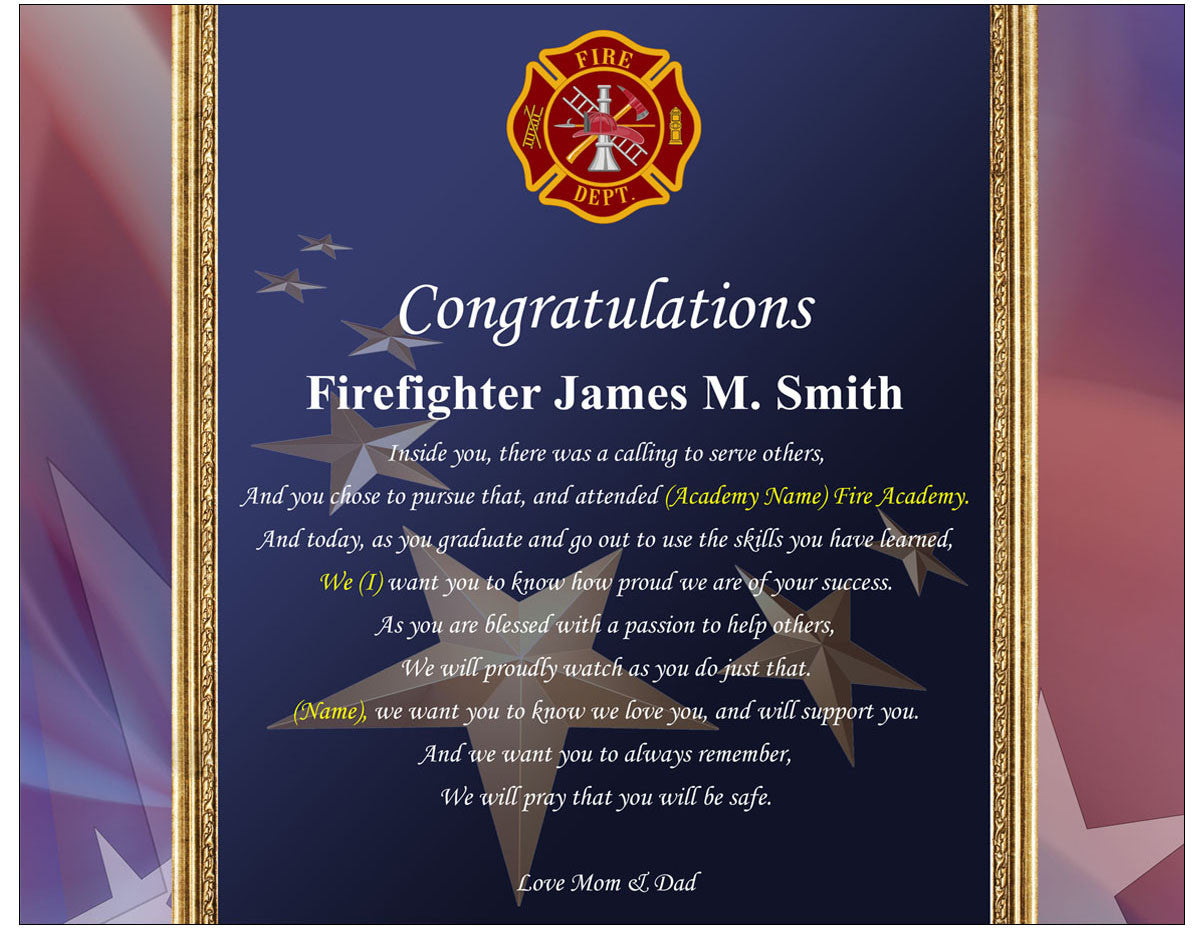 Firefighter Gifts for Graduation or Retirement Fire Academy School