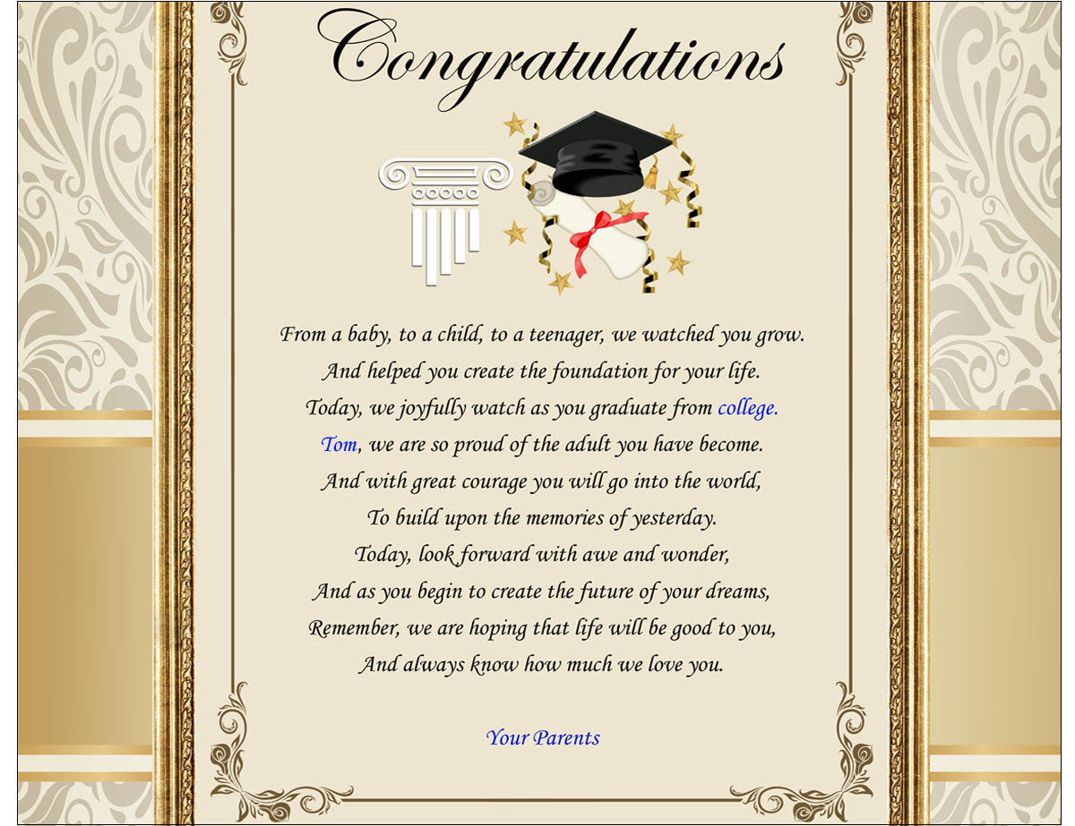 Graduation Gift Plaque Congratulation High School College Graduate