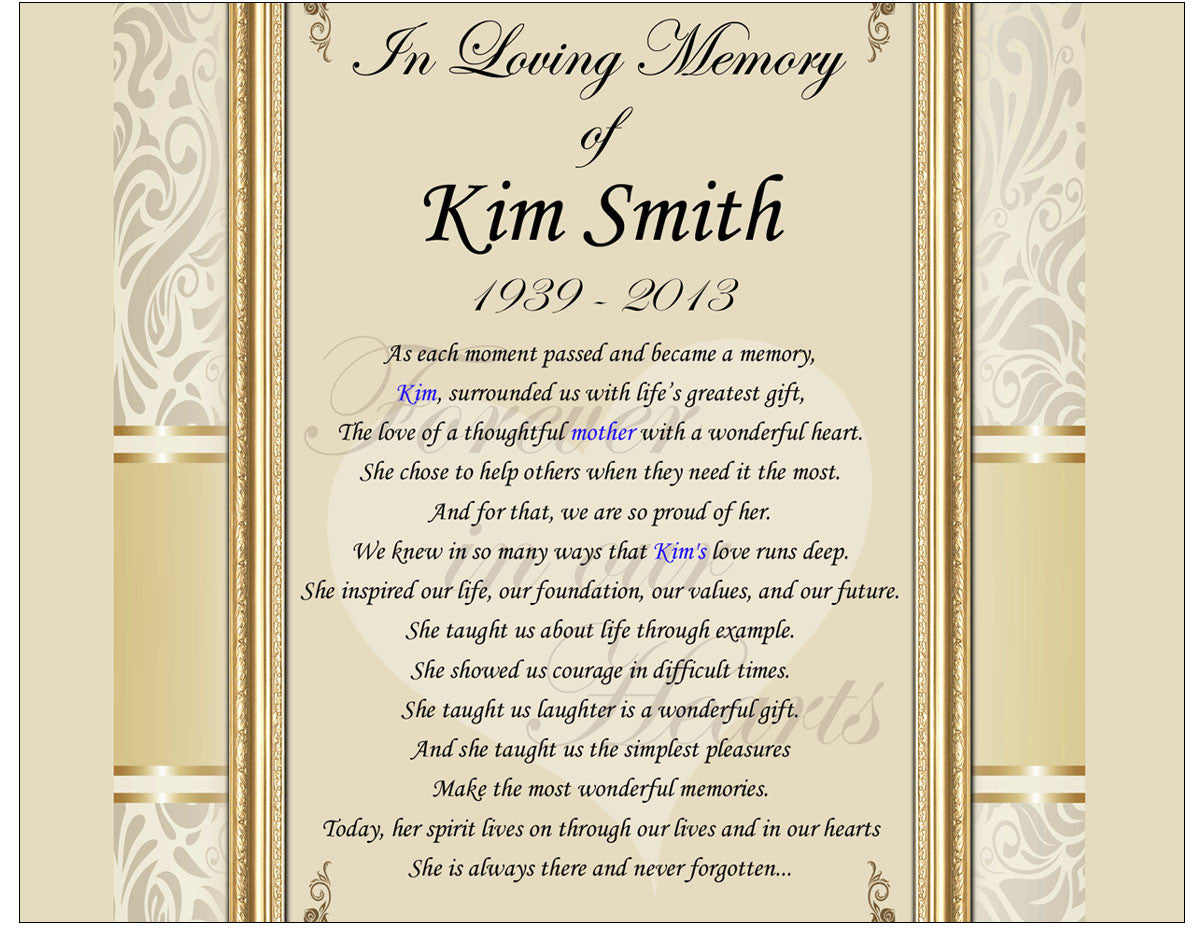 memorial poem bereavement remembrance poetry present plaque