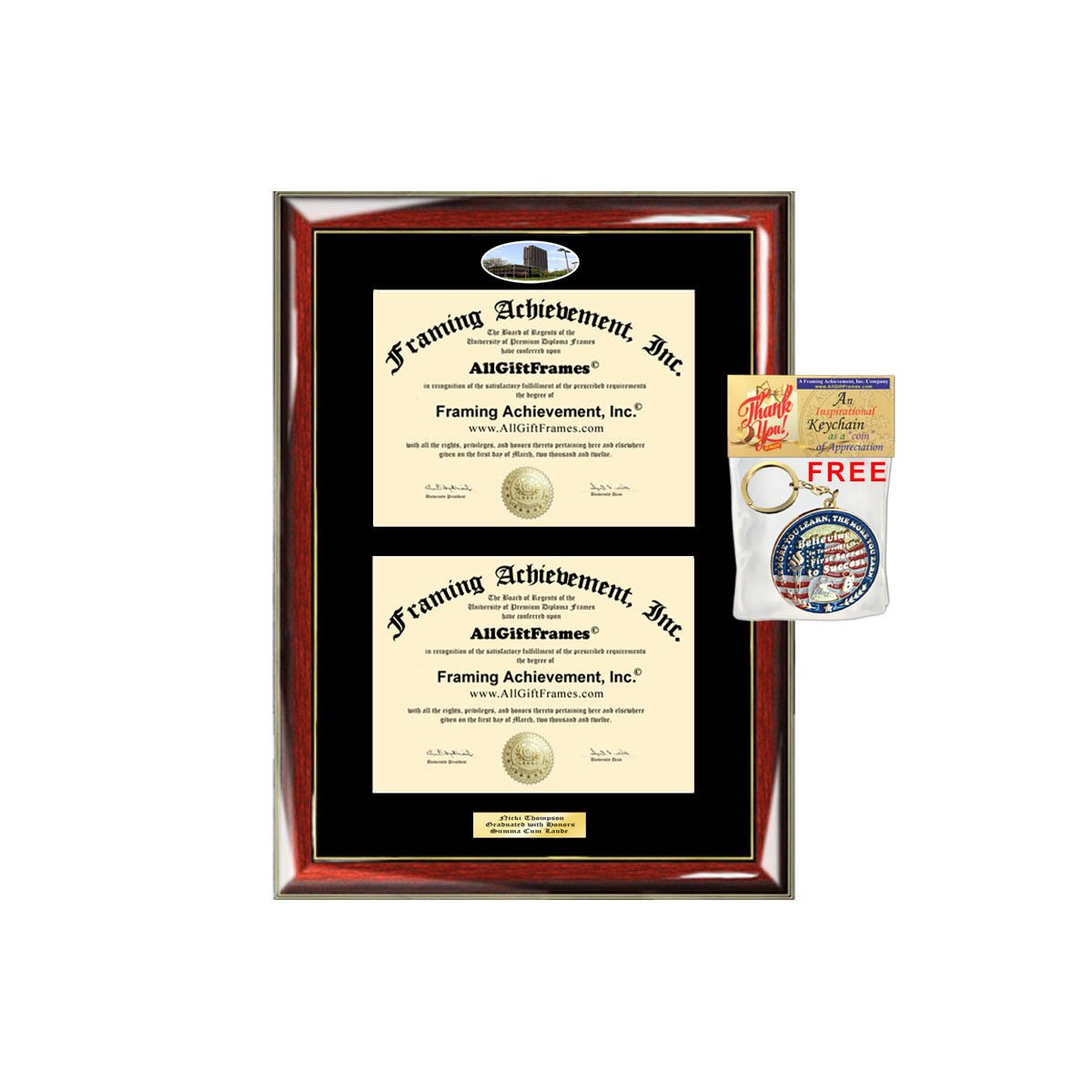 Double Diploma Frame University of Illinois Chicago UIC Dual Degree Holder Engraving Framing Two Certificate Holder Graduation Gift Bachelor Master MBA