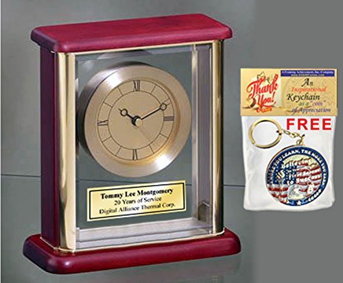 Engraved Desk Clock Encased In Glass Gold Brass Personalized Desk Tabl