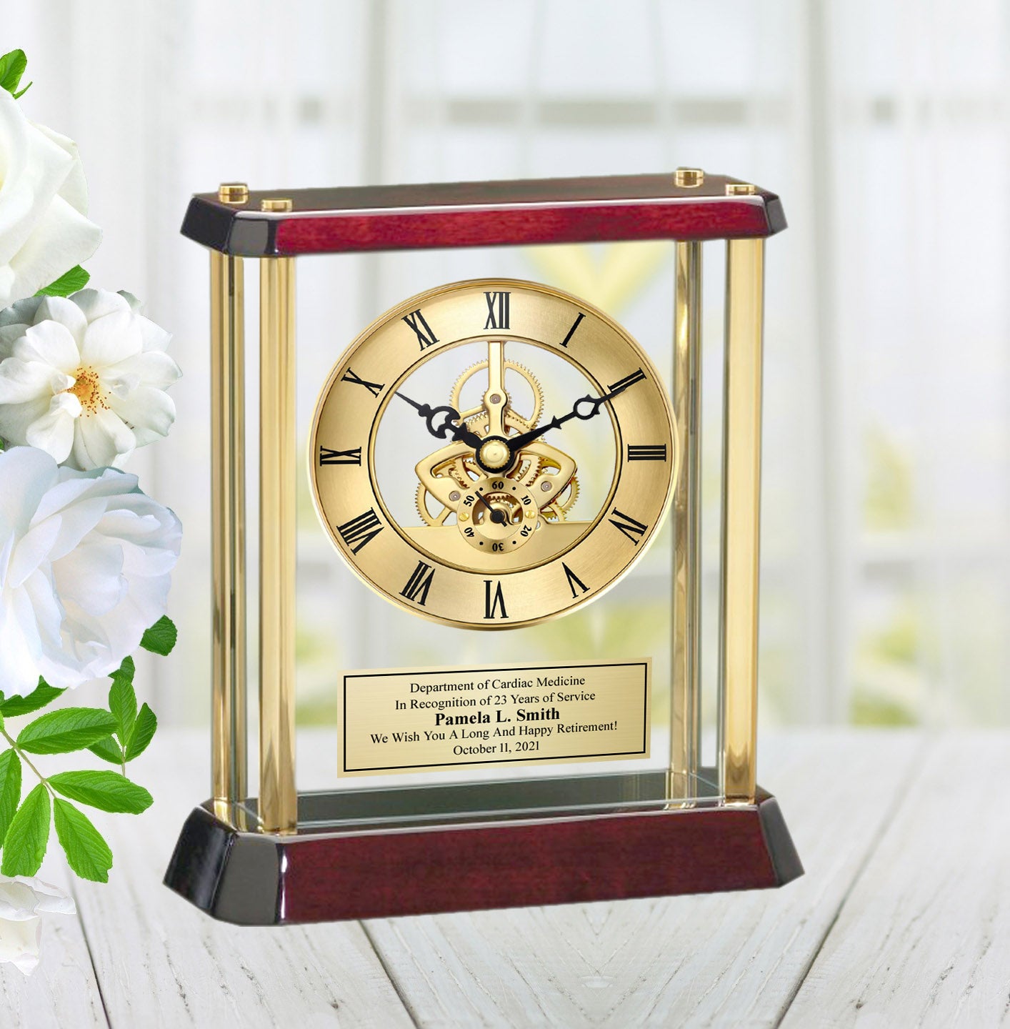 gold-mantle-clock-awards-retirement-gifts-engraved-personalized-davinc