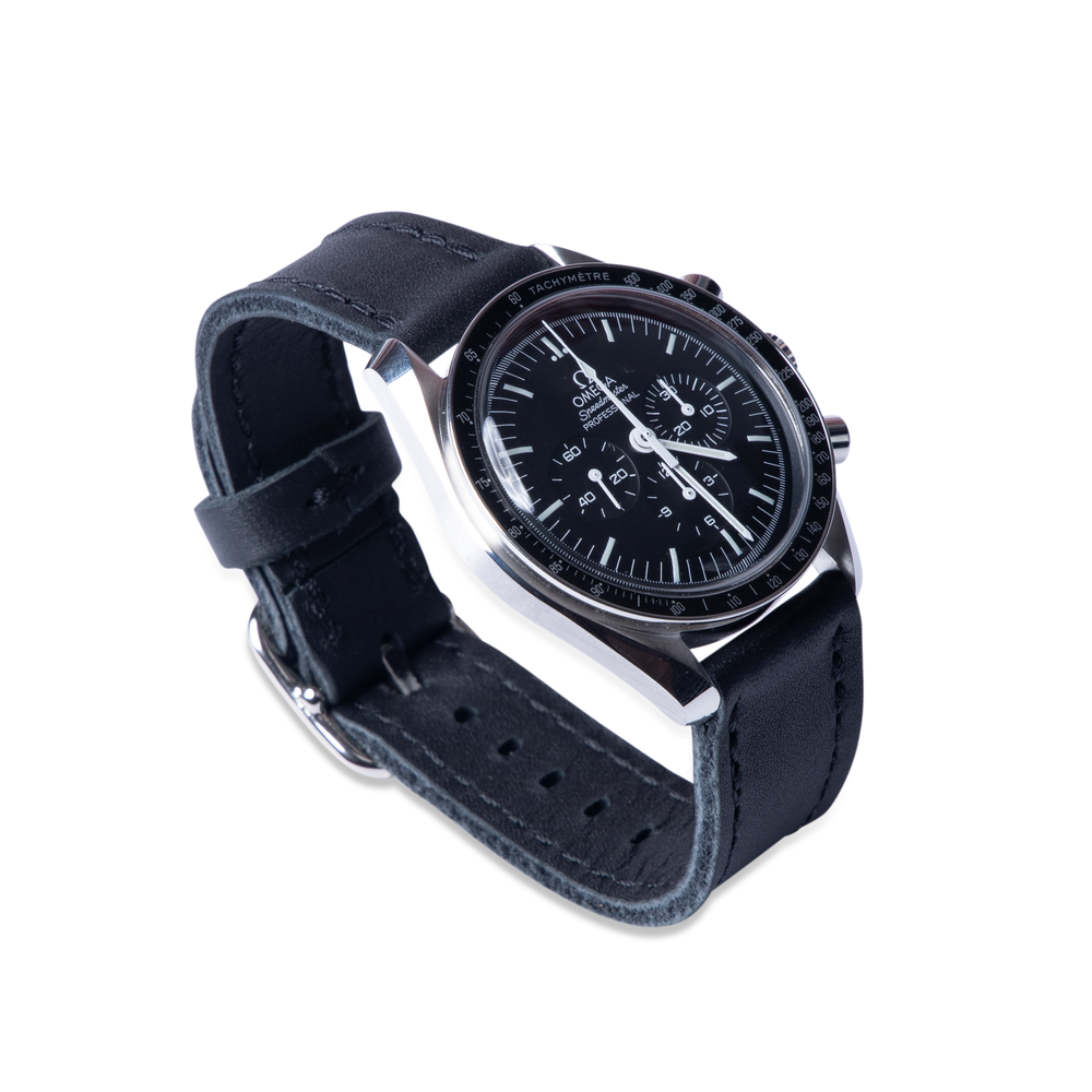 Full Grain Leather Watch Strap - Porter - Midnight Black – Arrow & Board