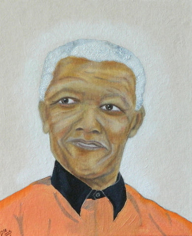 Nelson Mandela Oil Painting Free at Last by Elle Smith