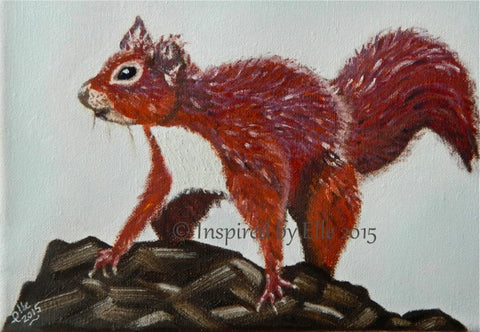 Red squirrel contemporary endangered animal art oil paints Elle Smith London UK artist