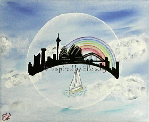 contemporary art painting bubble sailing into Sydney Australia Elle Smith artist