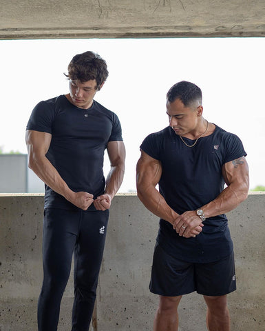 two guys in gym clothing