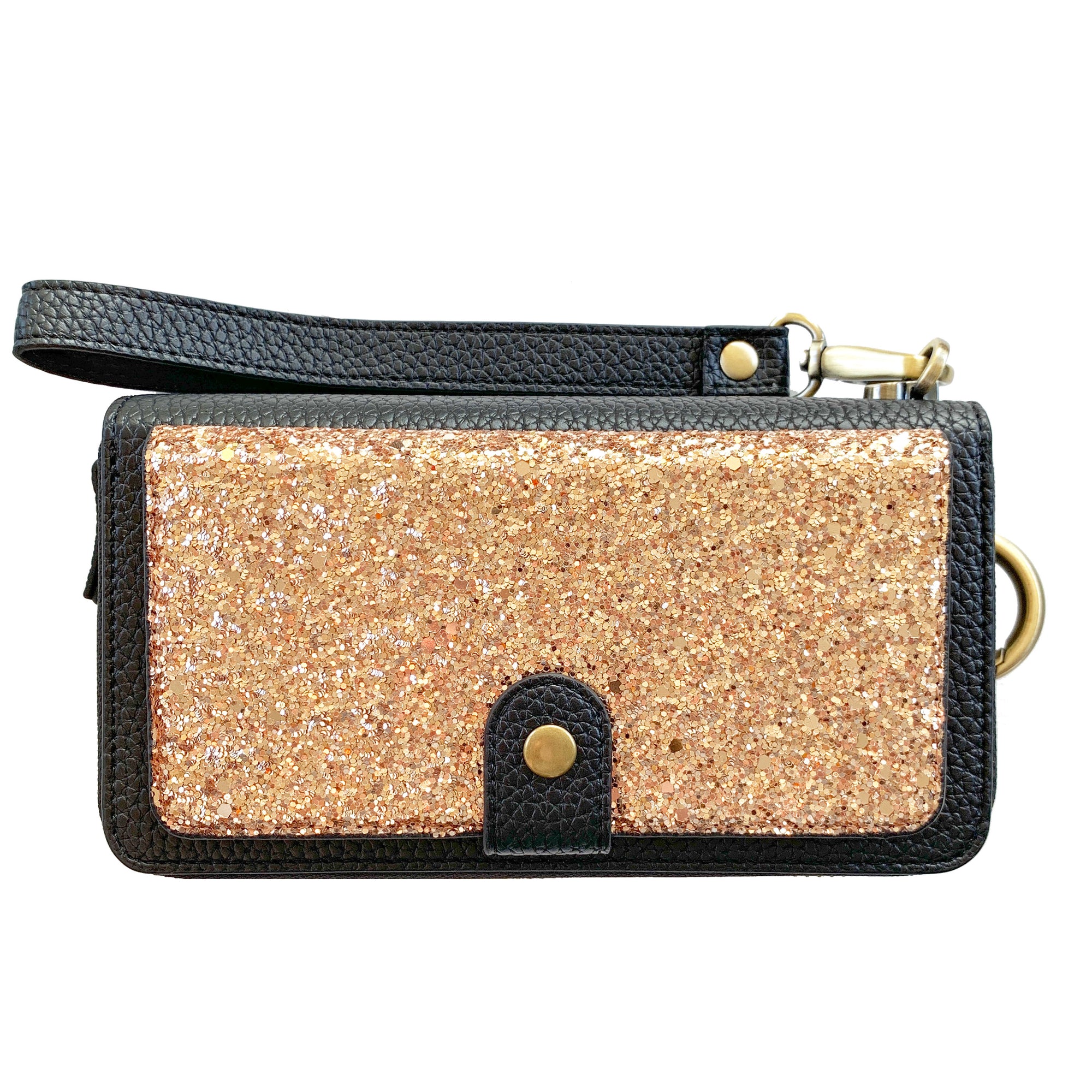 gold glitter wristlet