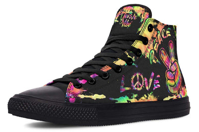 Peace and Love High Top Shoes | Tie Dye 