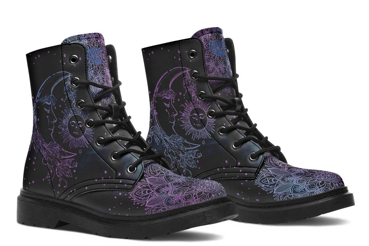 Purple Sun and Moon Boots | Dark Blue 