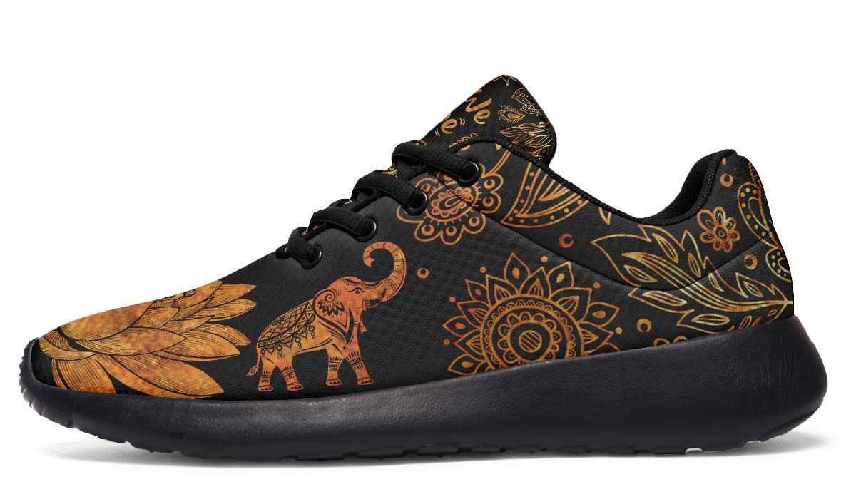 Lotus Flower and Elephant Print Shoes 