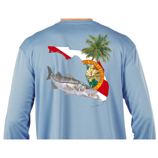 Snook, Redfish & Trout Florida Inshore Slam Men's Fishing Shirt 4XL / Columbia Blue