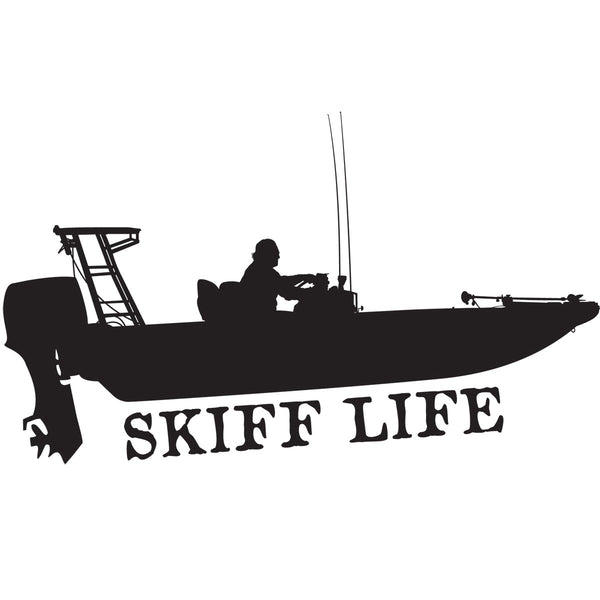 flats skiff car decals, boat stickers – skiff life - we