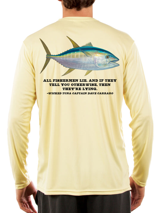 Tuna Talk Fishing Shirts for Men Long Sleeve, Moisture Wicking, 50+ UPF Fabric UV Protection Yellowfin Albacore Bluefin Tuna Fish Salt Water T-Shirt