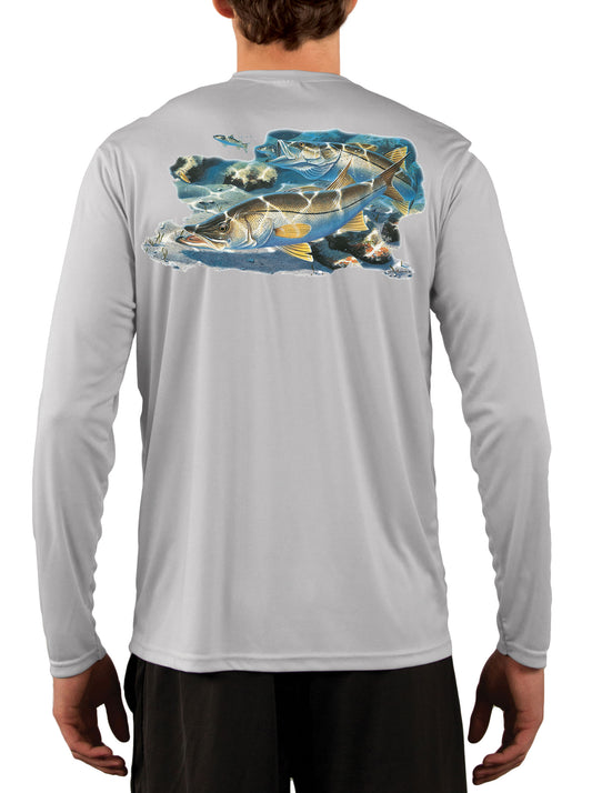 Florida East Coast Snook Fishing Shirts Florida or Snook Scale Sleeve 3XL / Pearl Gray