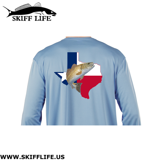 Redfish Louisiana Fishing Shirt with Flag Sleeve – Skiff Life