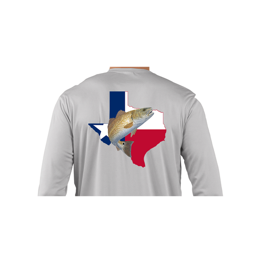 New Artwork] Texas State Flag Redfish & Trout Fishing Shirts for Men Ice  Blue/Small