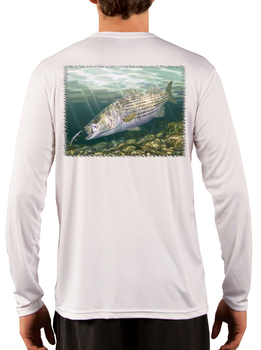Striped Bass Fishing Shirts with Baitfish by Artist Randy McGovern