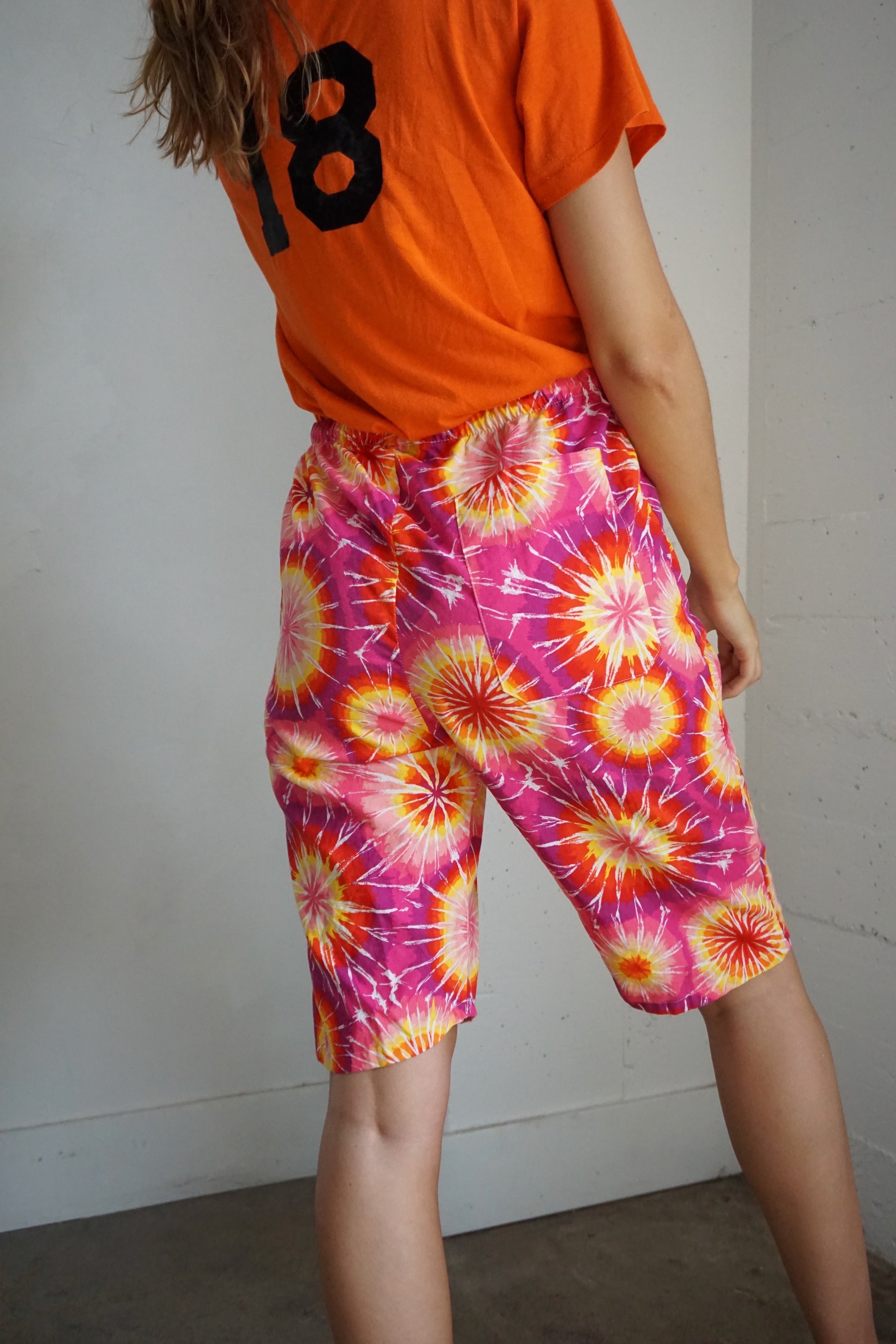 Tie Dye Print Surf Shorts, Sz. S/M