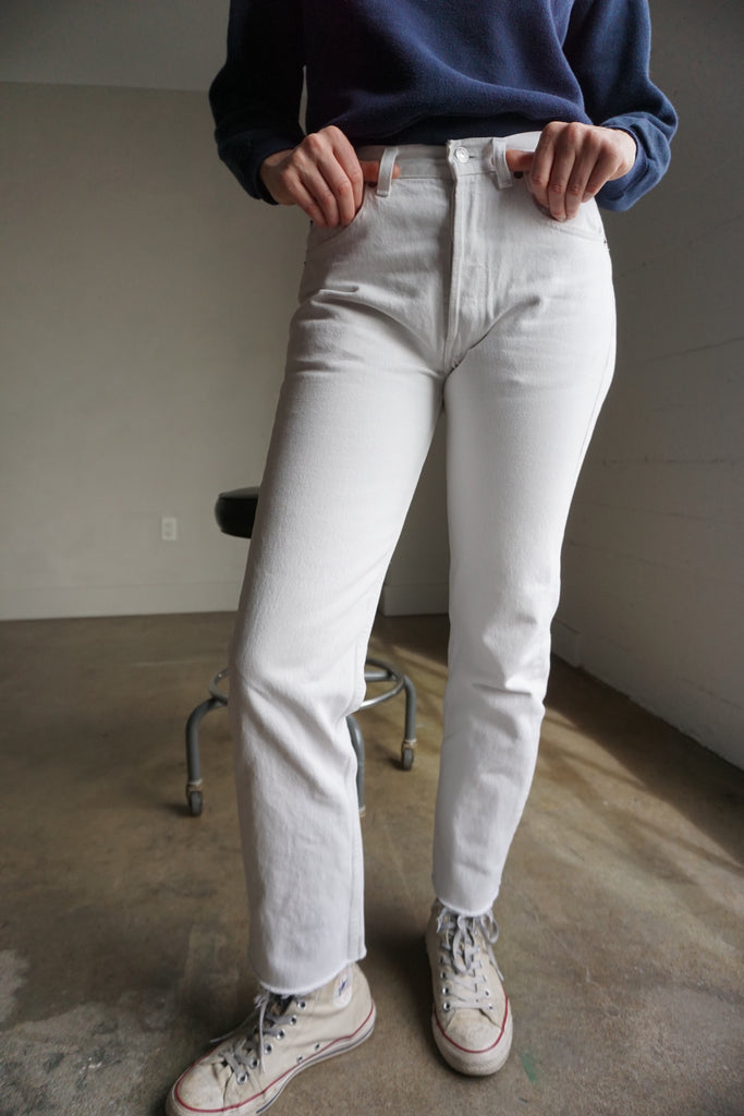 white 501 jeans
