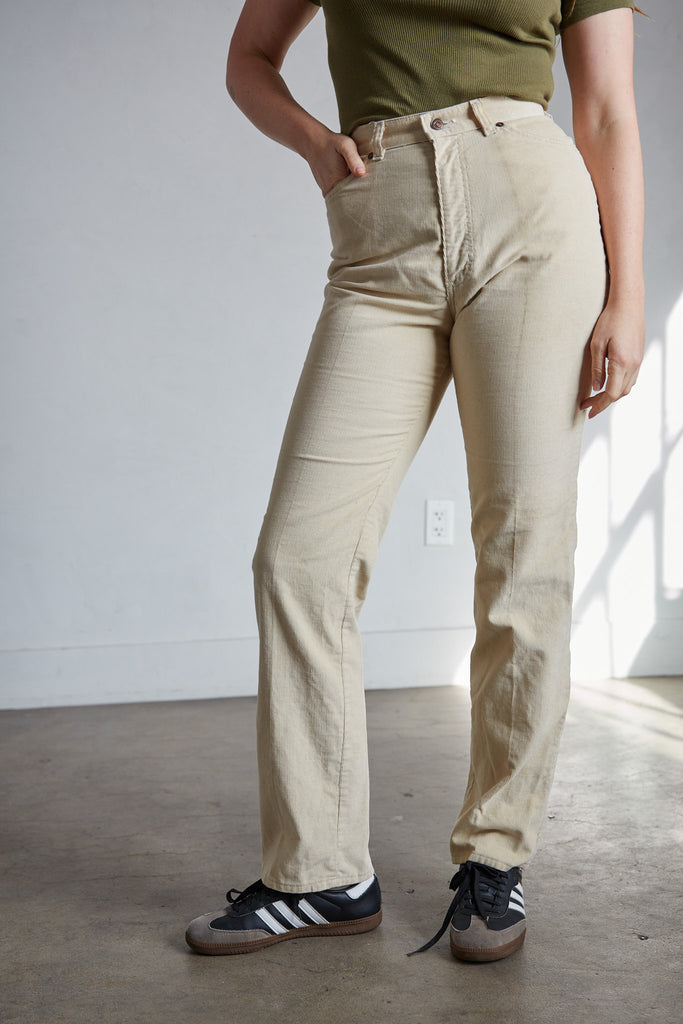 High Waisted Cream Corduroy Pants, 28 x 33 – Fair Season