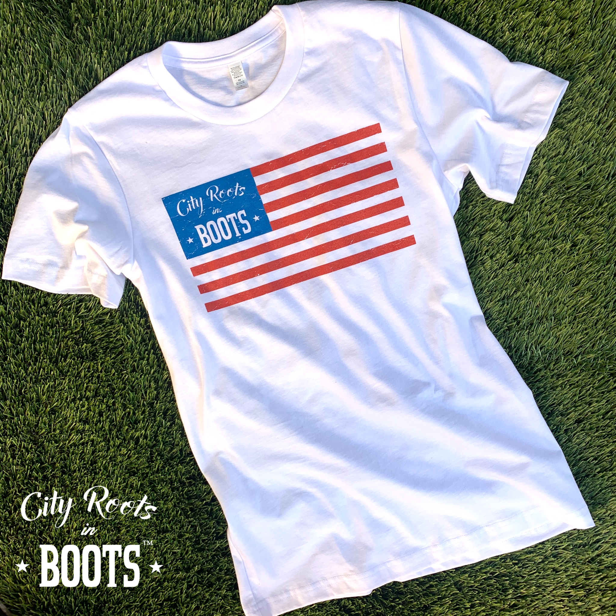 City Roots in Boots American Flag Tee