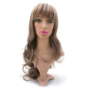 Wasp Hair Long Dark Brown Wig With Highlights