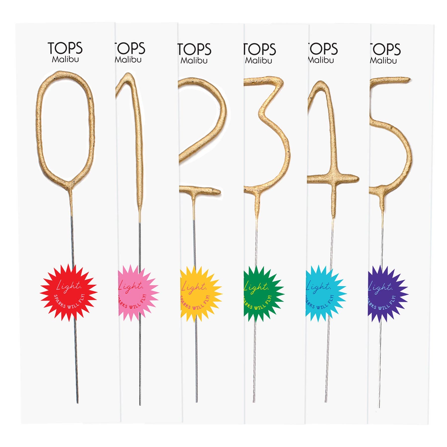 Big 8" Gold Number Sparkler Wand Card - Singles: Big Golden Sparkler Wand Number - 5