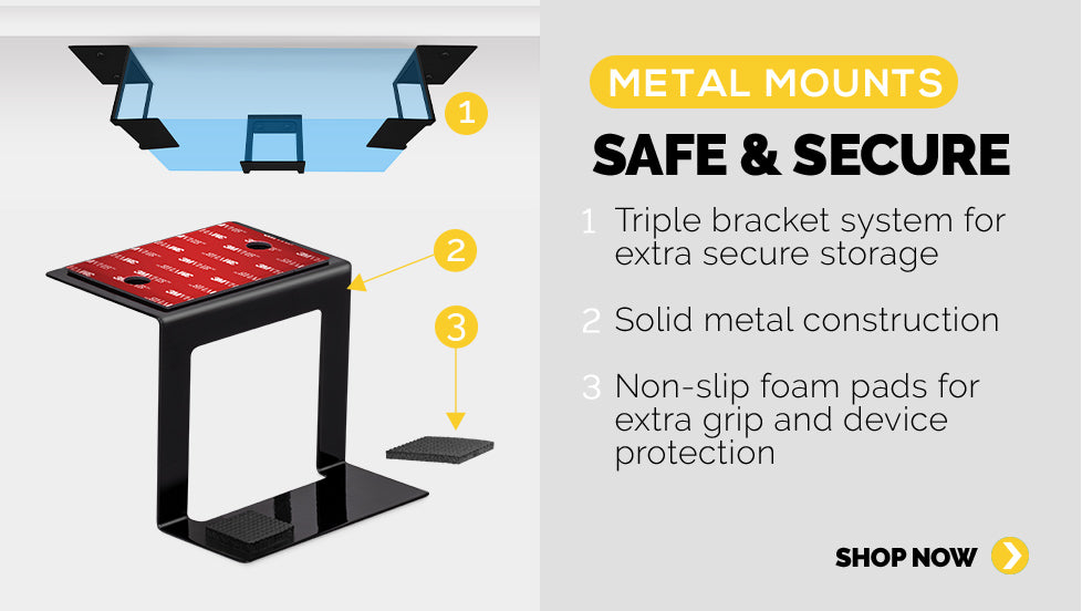 Panel 2: All made from solid metal,  3 brackets per pack and supplied with protective non-slip foam pads