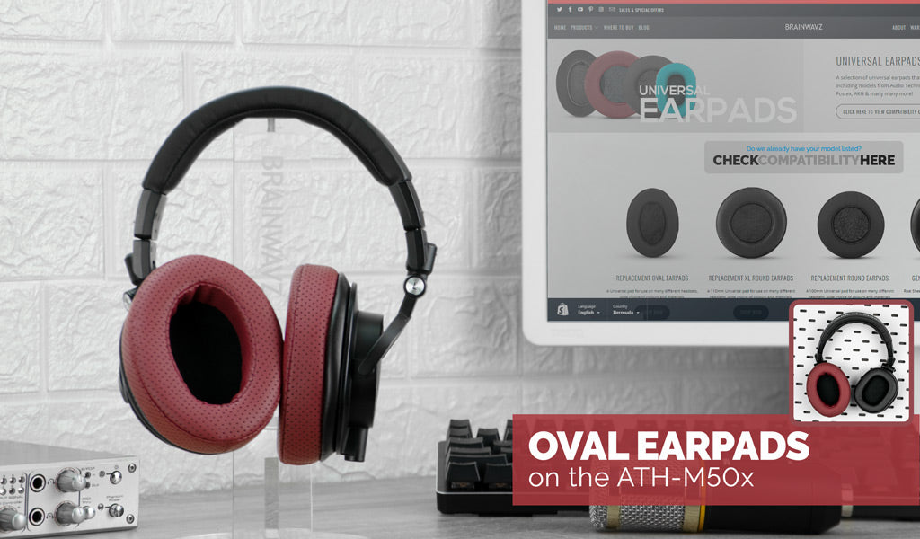 Brainwavz oval pads on Audio Technica ATH M-50x headphones