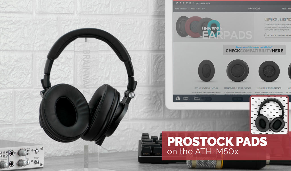 Brainwavz prostock earpads on Audio Technica ATH M-50x headphones