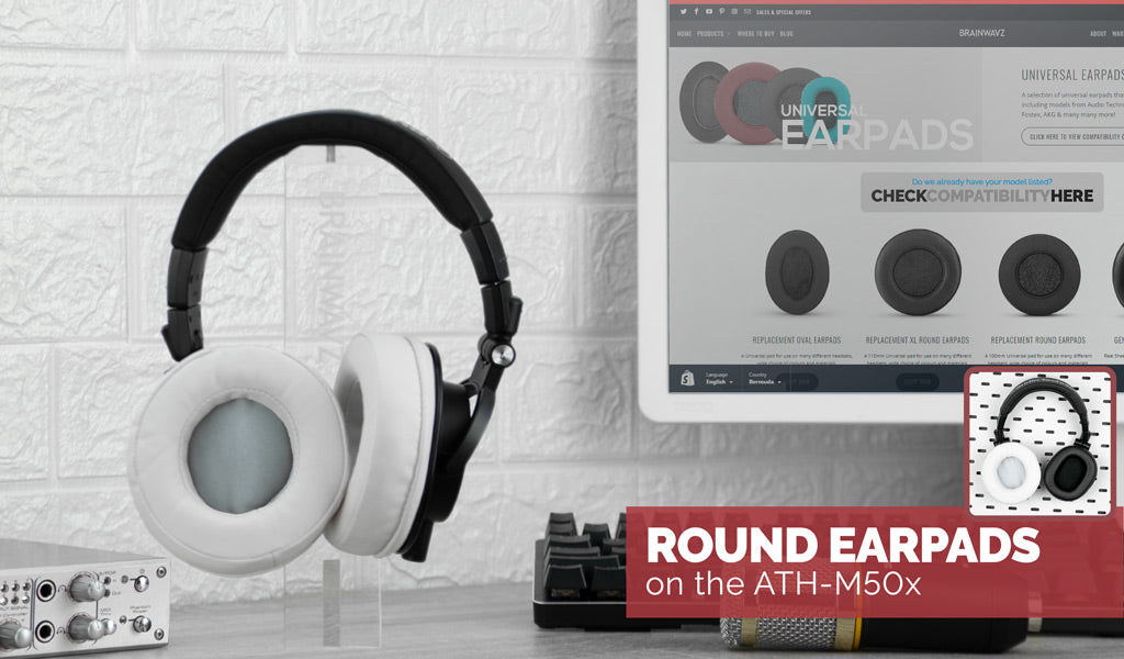 Brainwavz round pads on Audio Technica ATH M-50x headphones