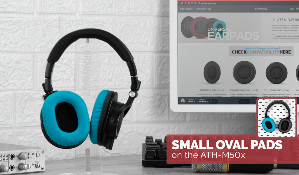 Brainwavz small oval pads on Audio Technica ATH M-50x headphones