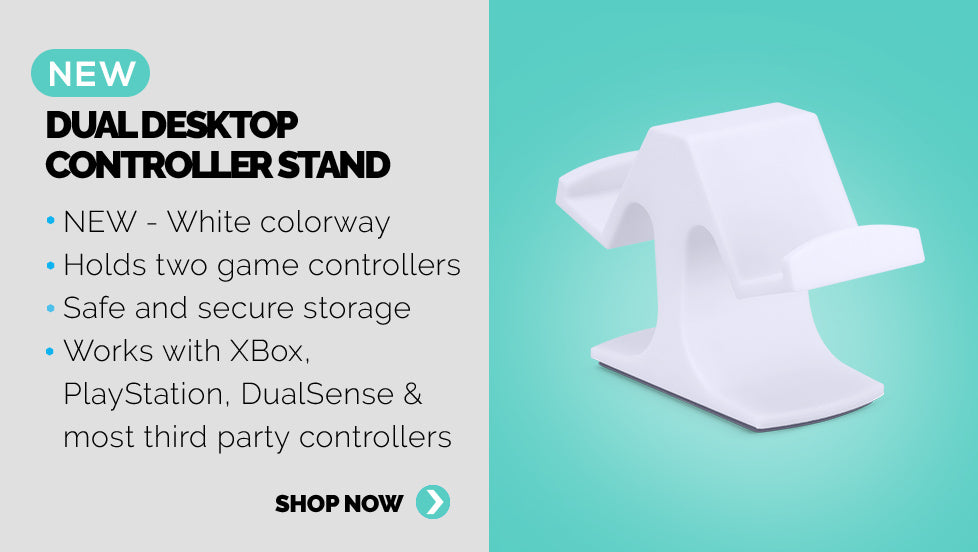 Panel 1 - Introducing the all new white colorway UGDs-03 Dual Desktop Controller Stand