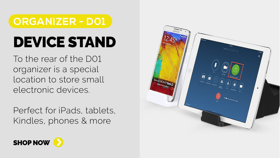 Panel 3: Handy dock for iPad, iPhone, tablets, kindles and more