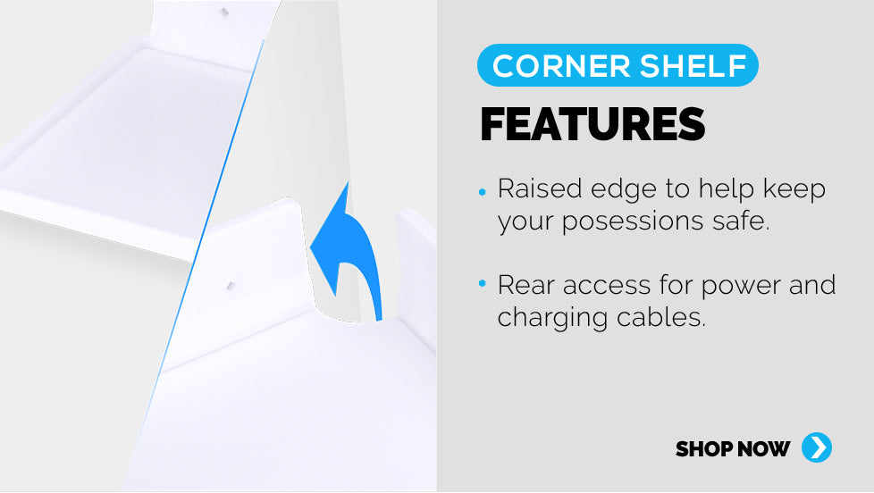 Panel 4: extra features, raised edges  for safety and access for power cables at the rear