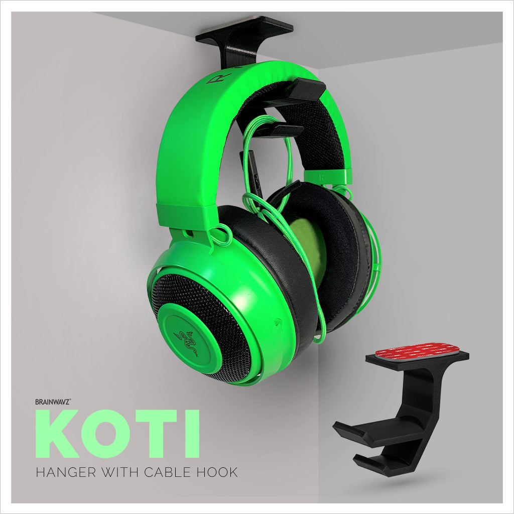 Koti - Under hanger for headphones with integrated cable hook