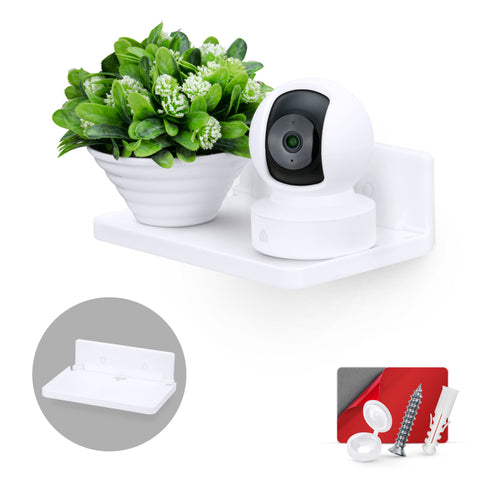 Mini Corner Shelf Mount for Security Cameras, Baby Monitors, Speakers, Plants & More, Universal Holder, Strong Adheasive, Easy to Install, No Mes