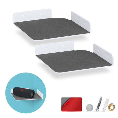 2-Pack 19.5” Floating Metal Aluminum Shelf Bluetooth Speaker Stand