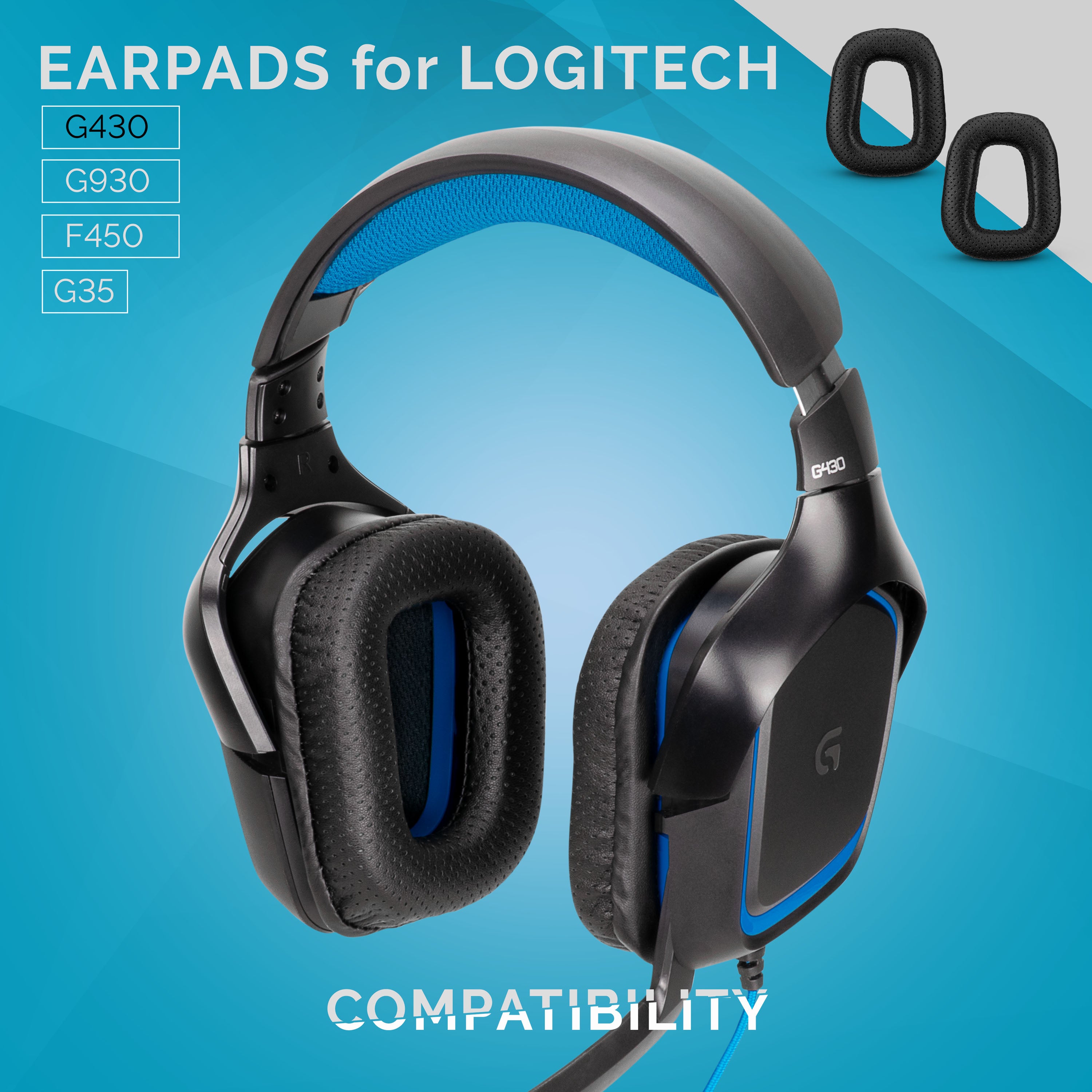 Logitech G430 G35 G930 F450 Earpads - Premium Upgraded Mat - Brainwavz Audio