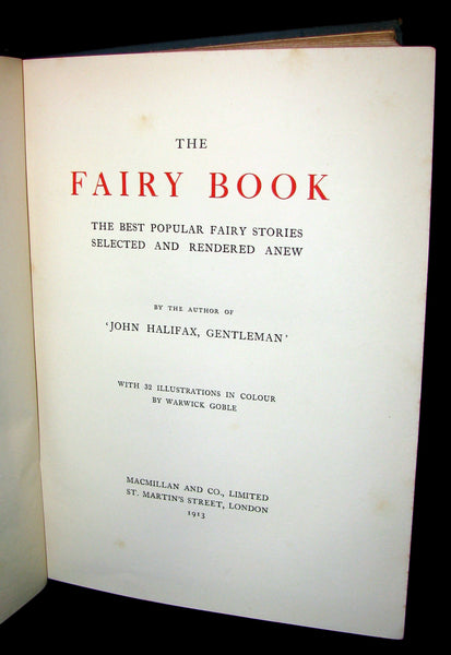 1913 Rare First Edition - THE FAIRY BOOK Illustrated by Warwick Goble ...