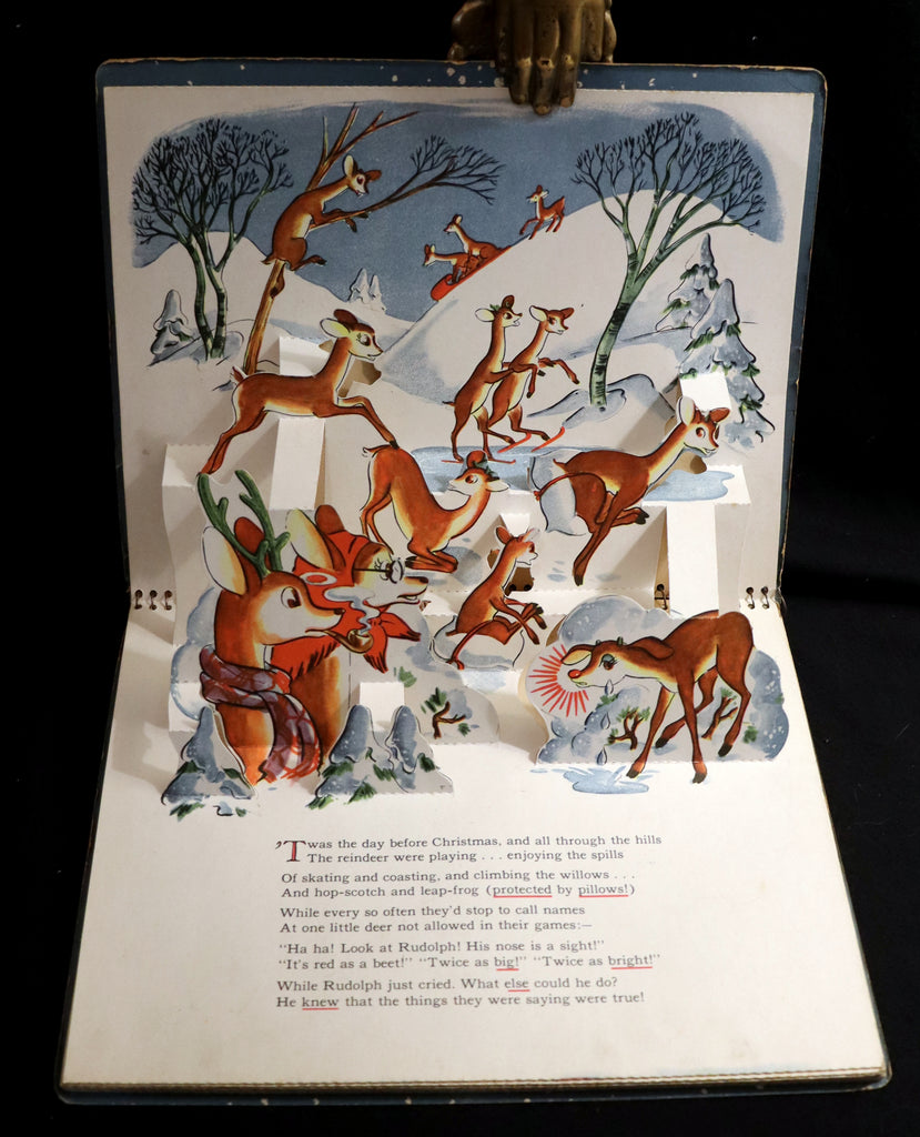 1950 Rare Pop Up Edition Rudolph The Red Nosed Reindeer By Robert L Mflibra Antique Books 6951