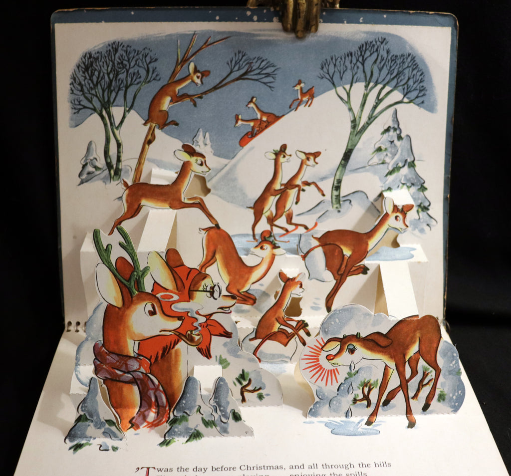 1950 Rare Pop Up Edition Rudolph The Red Nosed Reindeer By Robert L Mflibra Antique Books 7299