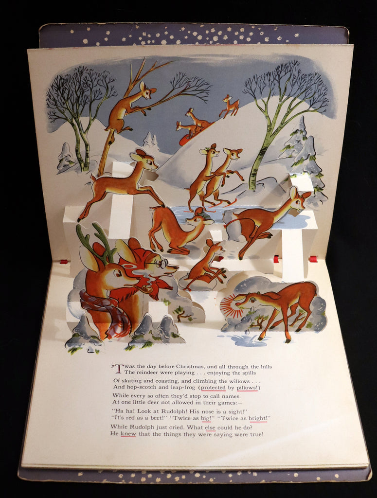 1950 Rare Pop Up Edition Rudolph The Red Nosed Reindeer By Robert L Mflibra Antique Books 7547