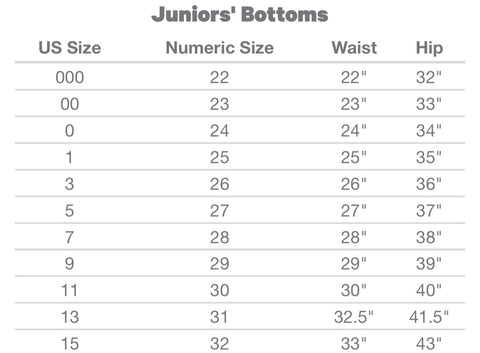 Juniors Jeans Size Chart | Pants | Bottoms